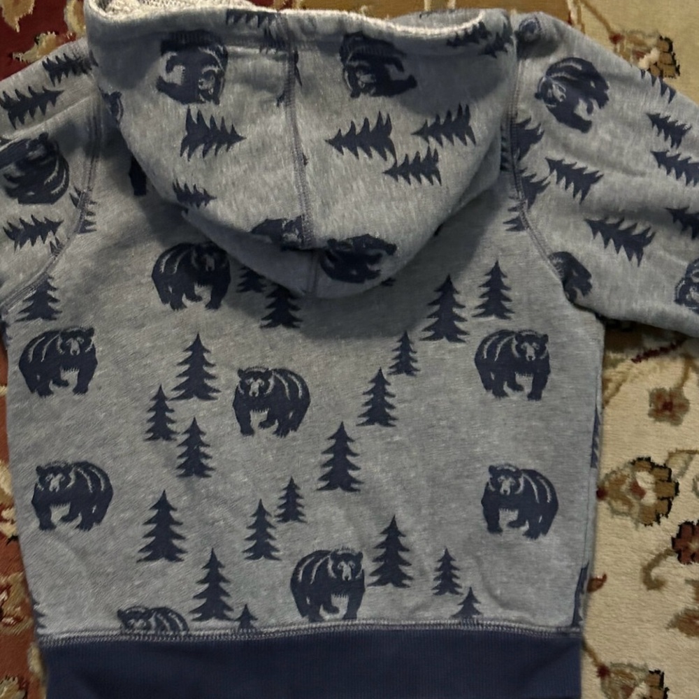 Cozy Gray Bear Print Hoodie for Kids - Picture 4 of 4